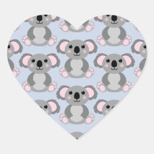Adesivo Coração Chá de fraldas do Urso Koala Blue