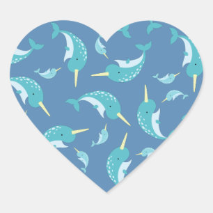 Adesivo Coração Chá de fraldas Narwhal