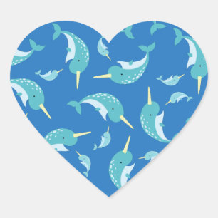 Adesivo Coração Chá de fraldas Narwhal