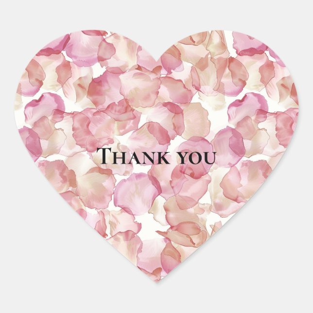 Adesivo Coração Chá de panela Floral Românico Rosa Rosa Pétalas (Frente)