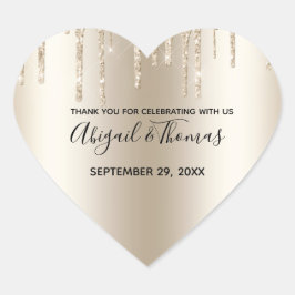 Adesivo Coração Champanhe Glitter Trendy Glam Wedes