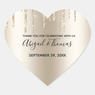 Adesivo Coração Champanhe Glitter Trendy Glam Wedes