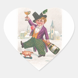 Adesivo Coração Champanhe Shamrock do Dia de São Patrício Vintage