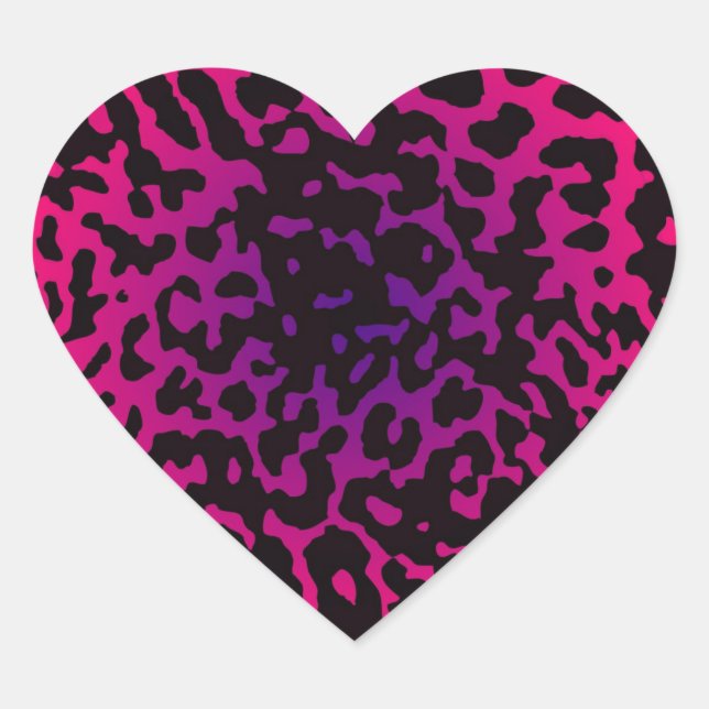 Adesivo Coração Cheetah Heart Pink Purple (Frente)