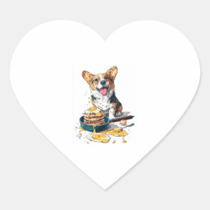 Adesivo Coração Chef Corgi - Cão Cozinhar engraçado