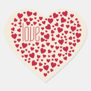 Adesivo Coração Cheio dos corações do vermelho do amor dos