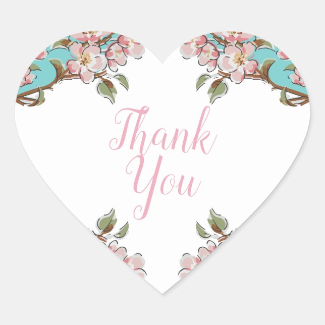 Adesivo Coração Cherry Blossom Chá de fraldas (Frente)