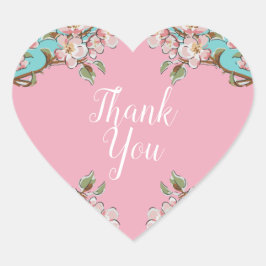 Adesivo Coração Cherry Blossom Chá de fraldas