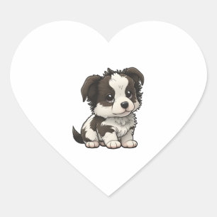Adesivo Coração Chibi Border Collie