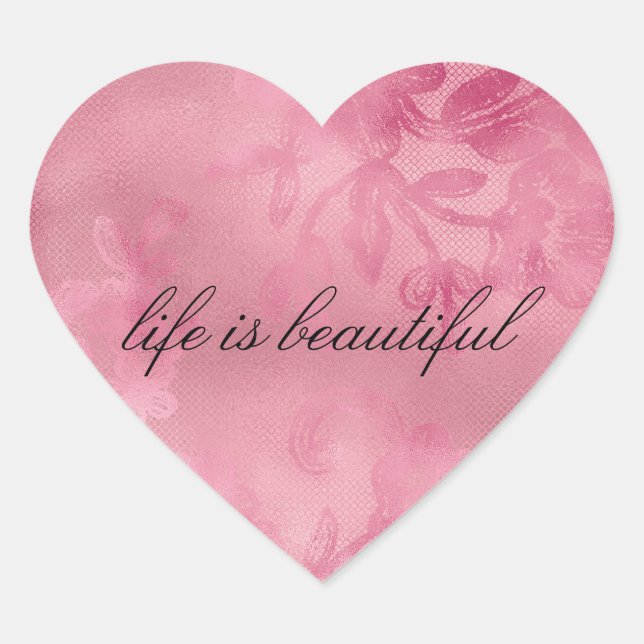 Adesivo Coração Chic Pink Lace (Frente)