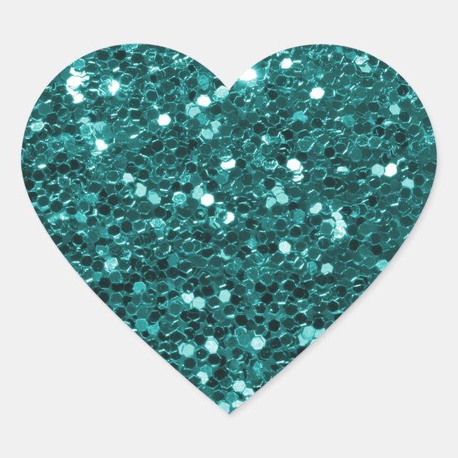 Adesivo Coração Chic Teal Faux Glitter (Frente)