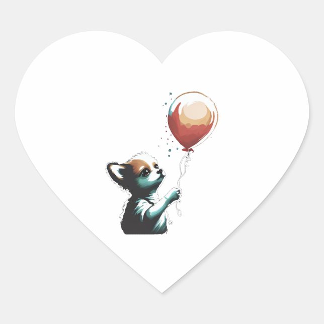 Adesivo Coração Chihuahua Balloon Cute Dog Chiwawa Funny (Frente)