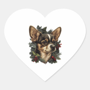 Adesivo Coração Chihuahua Felry Natal Árvore Árvore de Natal Cacho