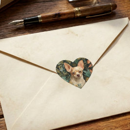 Adesivo Coração Chihuahua in the Style of William Morris