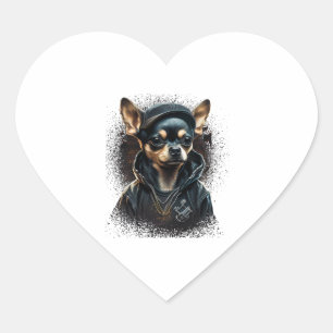 Adesivo Coração Chihuahua Legal Cachorro Rap-Salto Gangster