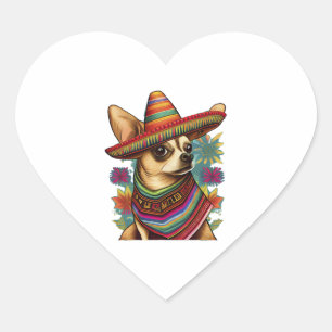 Adesivo Coração Chihuahua Mexico Cinco de Mayo Funny Dog