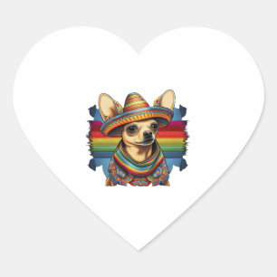 Adesivo Coração Chihuahua Mexico Cinco de Mayo Funny Dog