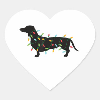 Adesivo Coração Christmas Lights Dachshund Cute Gifts Dog Lovers