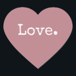 Adesivo Coração Christmas Love Dusty Rosa<br><div class="desc">Vestígios festivos de Natal elegantes, selagem ou adesivo de presente com o texto "Amor" em tipografia de na moda chic sobre fundo roxo rosa empoeirado. Perfeito para seus presentes de Natal, enviando e enviando pacotes festivos para pequenas empresas. Se precisar de ajuda ou produtos correspondentes, entre em contato conosco através...</div>
