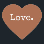 Adesivo Coração Christmas Love Terracotta<br><div class="desc">Vestígios festivos de Natal elegantes, selagem ou adesivo de presente com o texto "Amor" em tipografia de na moda chic sobre fundo de terracota. Perfeito para seus presentes de Natal, enviando e enviando pacotes festivos para pequenas empresas. Se precisar de ajuda ou produtos correspondentes, entre em contato conosco através da...</div>