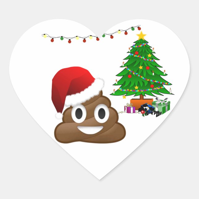 Adesivo Coração christmas poo emoji (Frente)