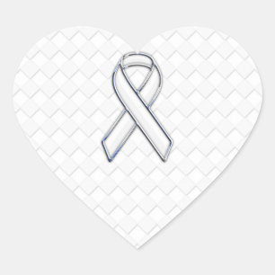 Adesivo Coração Chrome White Ribbon Awarting on Checkers Impressã