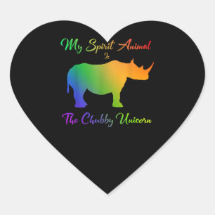 Adesivo Coração Chubby Unicórnio Rhino Engraçado Anima Adorável