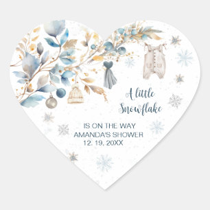Adesivo Coração Chuva de Bebê Little Snowflake Clothesline