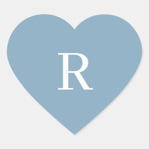 Adesivo Coração Chuva de Noiva Azul Poeirento Monogramas Branco Ca
