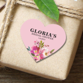 Adesivo Coração Chuva de Presentes de Noiva Fuchsia Floral  Adesiv