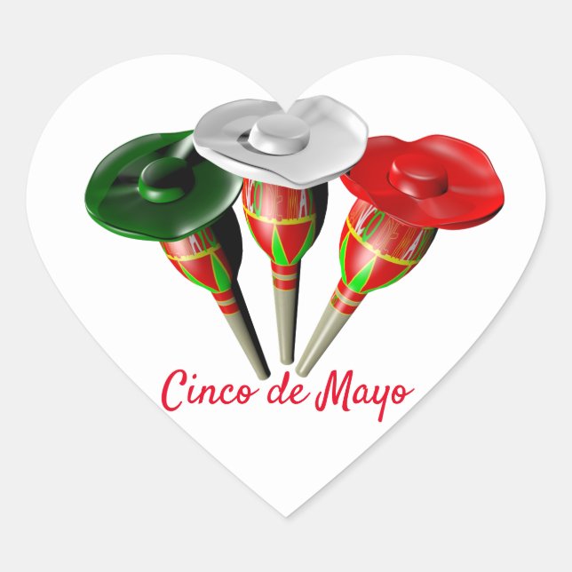 Adesivo Coração Cinco de mayo ,fiesta mexicano (Frente)