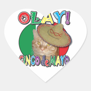 Adesivo Coração Cinco de Mayo Flag do México