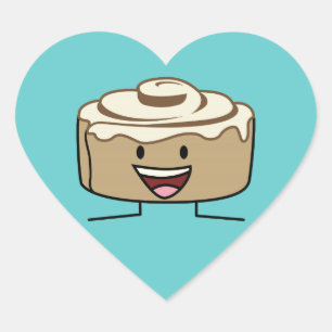 Adesivo Coração Cinnamon Roll Bun pastel gooey swirl Danish