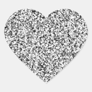 Adesivo Coração Cinza de prata com brilho
