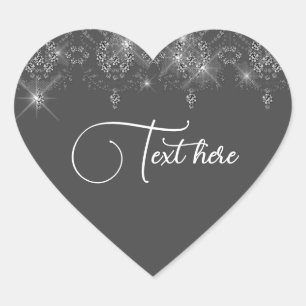 Adesivo Coração Cinza e colante elegante de corneta brilhante