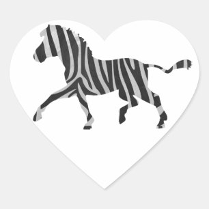 Adesivo Coração Cinza Zebra Preta e Clara Silhueta