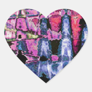 Adesivo Coração Cinzas de Cinza Roxo bonito e Aquarelas Negras
