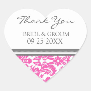 Adesivo Coração Cinzas Rosa, Damas, Obrigado.