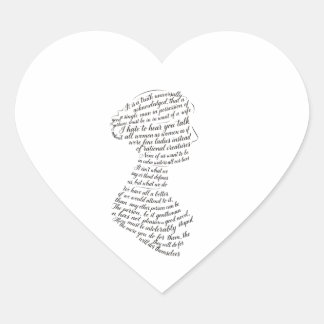 Adesivo Coração Cita de Jane Austen Calligram