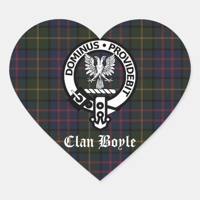 Adesivo Coração Clan Boyle Crest & Tartan (Frente)