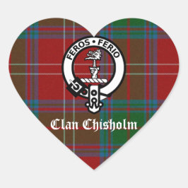 Adesivo Coração Clan Chisholm Tartan & Crest Crachá