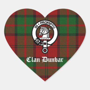 Adesivo Coração Clan Dunbar Tartan & Crest Crachá