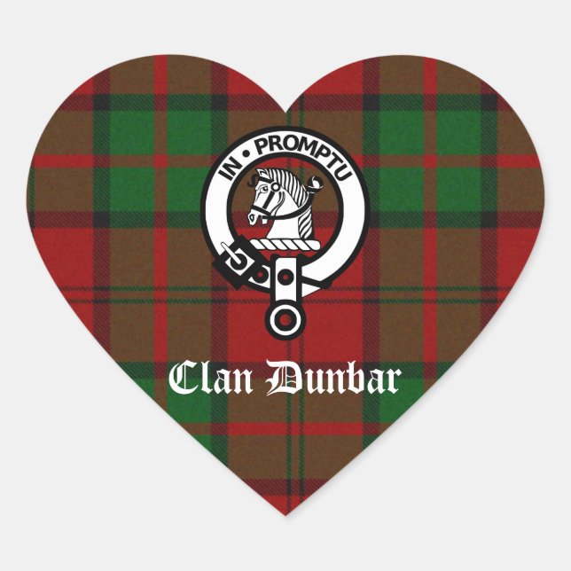 Adesivo Coração Clan Dunbar Tartan & Crest Crachá (Frente)