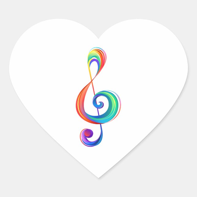 Adesivo Coração Clef (trecho de arco-íris) (Frente)