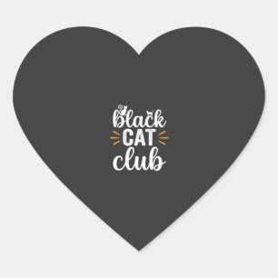 Adesivo Coração Clube do Gato Preto Design de Halloween