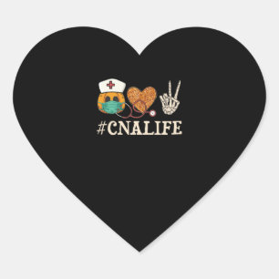 Adesivo Coração CNAlife Peace Love CNA Halloween Enfermeira Pumpki