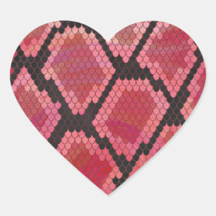 Adesivo Coração Cobra preto e Impressão vermelho