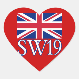 Adesivo Coração Código postal SW19 de Londres com Union Jack
