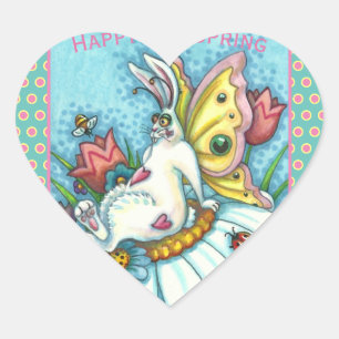 ADESIVO CORAÇÃO COELHO DE PRIMAVERA FLUTTERBUN FELIZ, FEIRA DE BUN