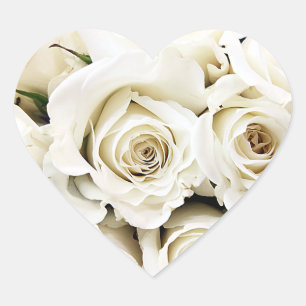 Adesivo Coração Colas de Rosas Brancas